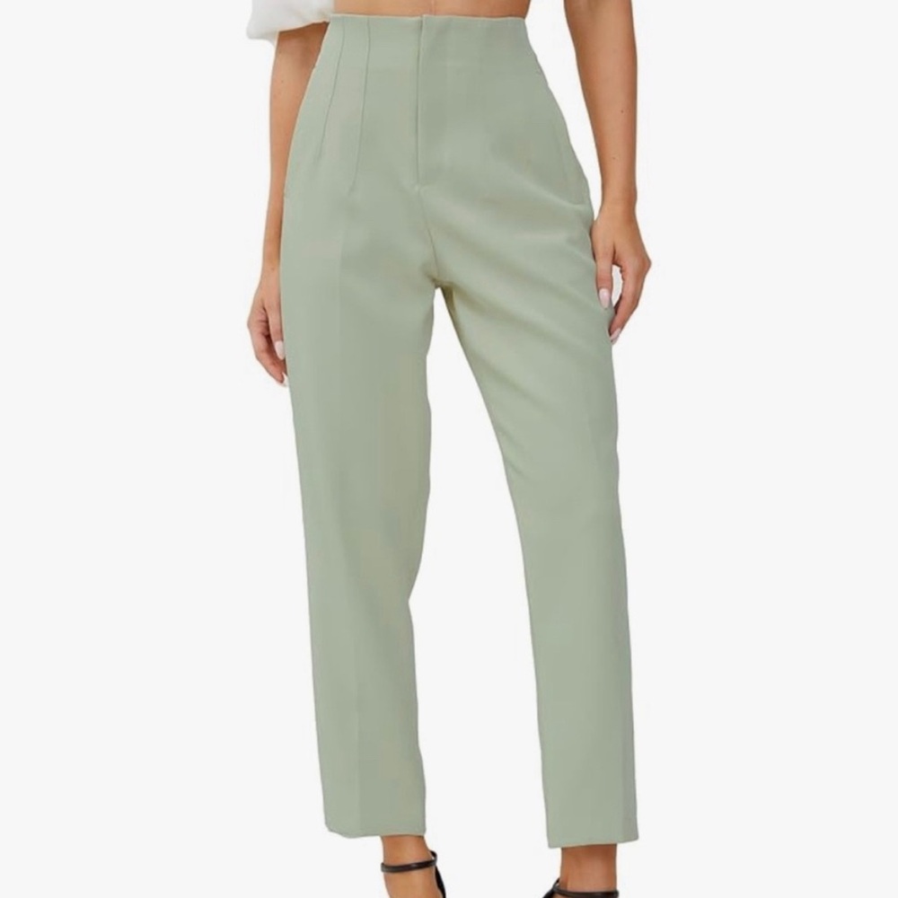 Zara pleated dress pants (light green) size L